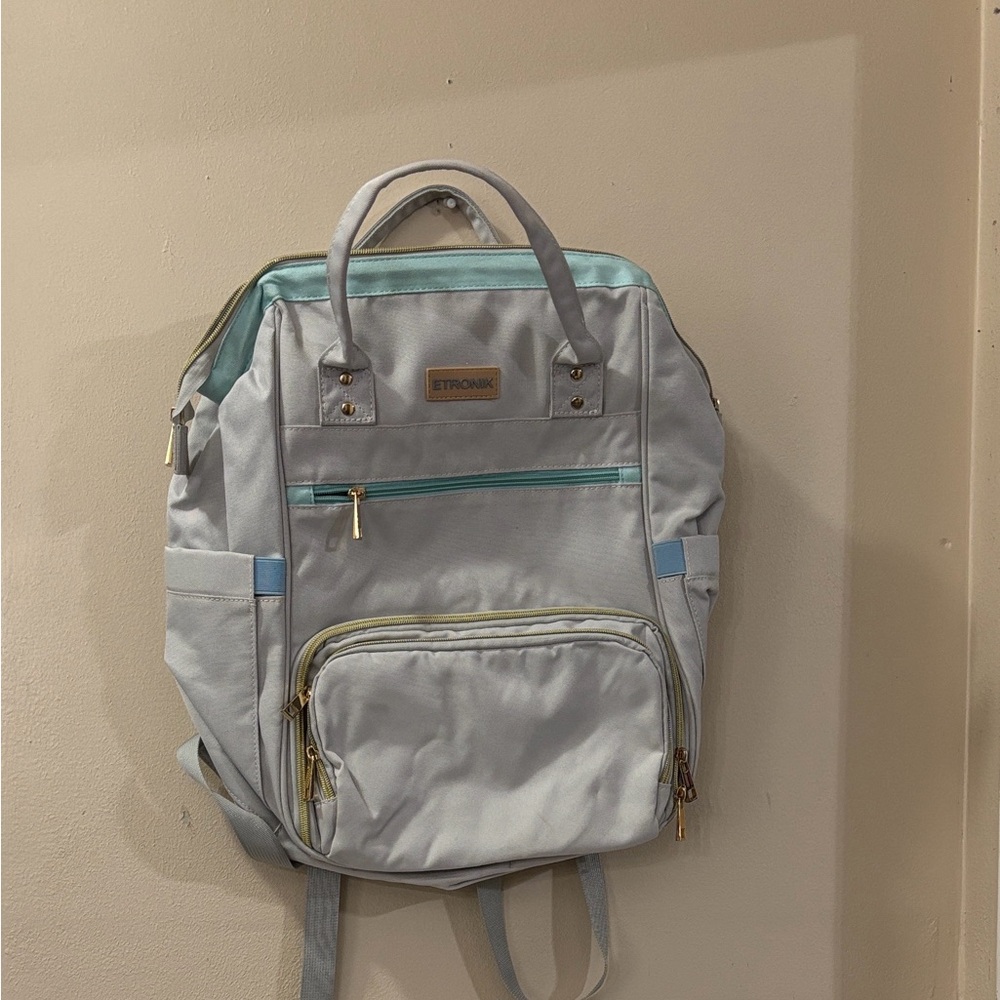 ETRONIK  Light Gray and Blue Women's Lunch Backpack Laptop